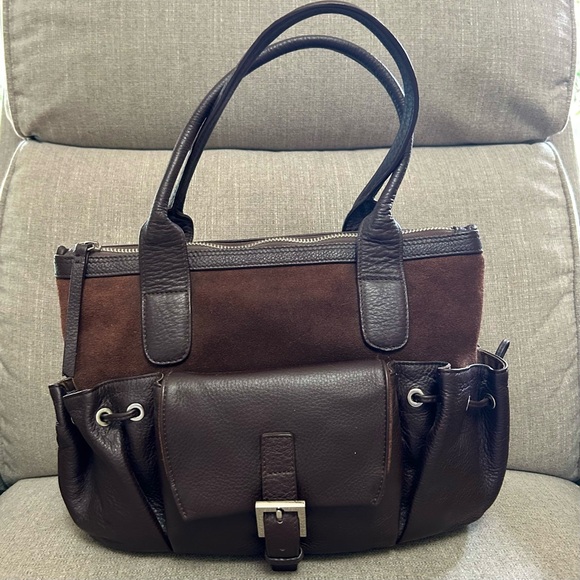 Borsetta Milano Handbag- pebble leather and suede brown - Picture 1 of 11